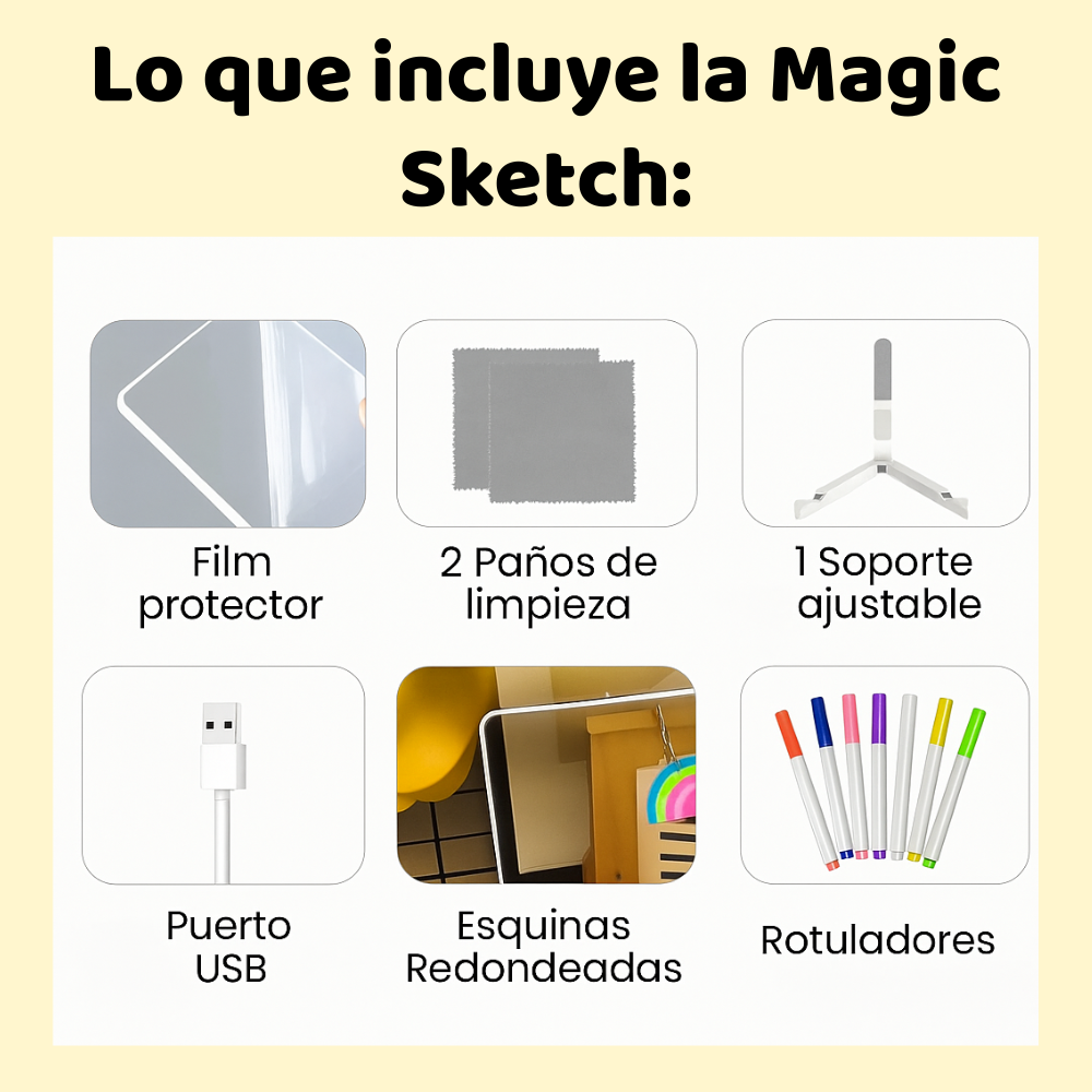 MAGIC SKETCH: Pizarra led + pizarra mágica +  ebook de regalo!